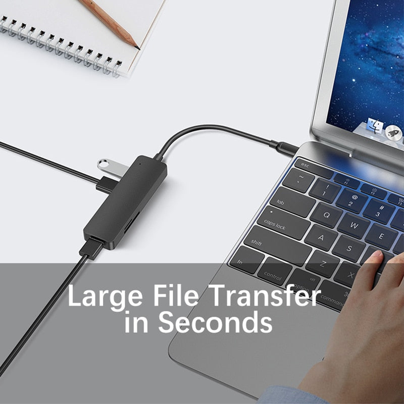 USB 3.0 Type C Hub 5 IN 1 Multi Splitter Adapter With TF SD Reader Slot For Macbook Pro 13 15 Air PC Computer Accessories