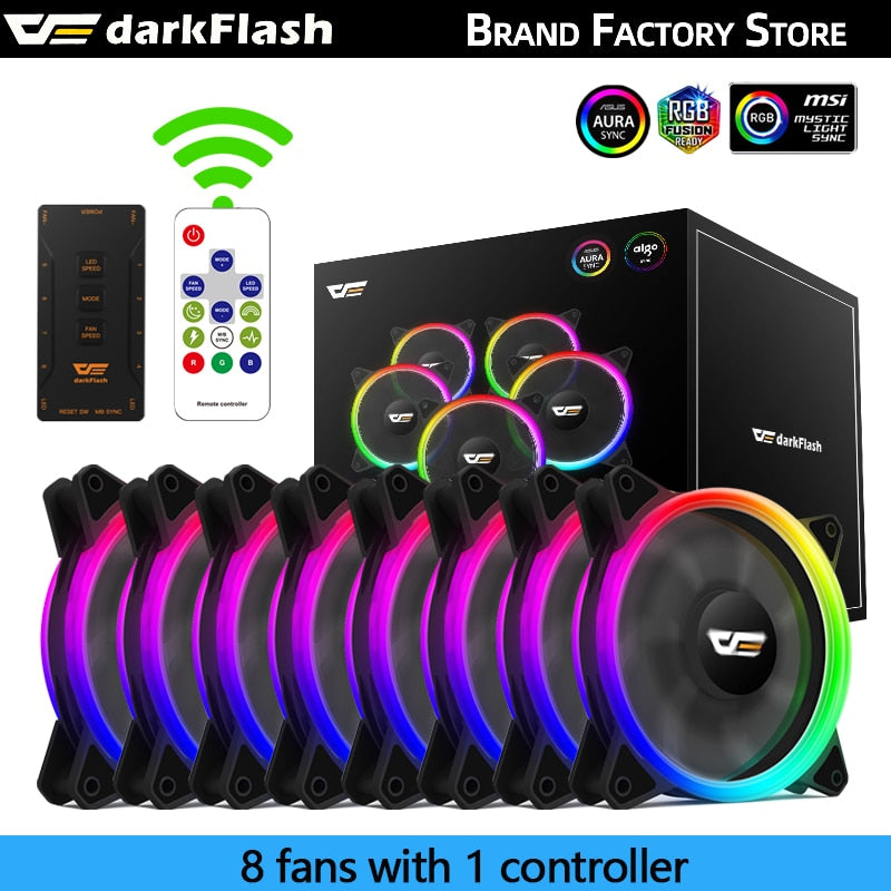 Darkflash DR12PRO 120mm Cooling Fan RGB pc gamer Adjust Speed Double halo Cooler argb Adjustable computer Case Fan ventilador