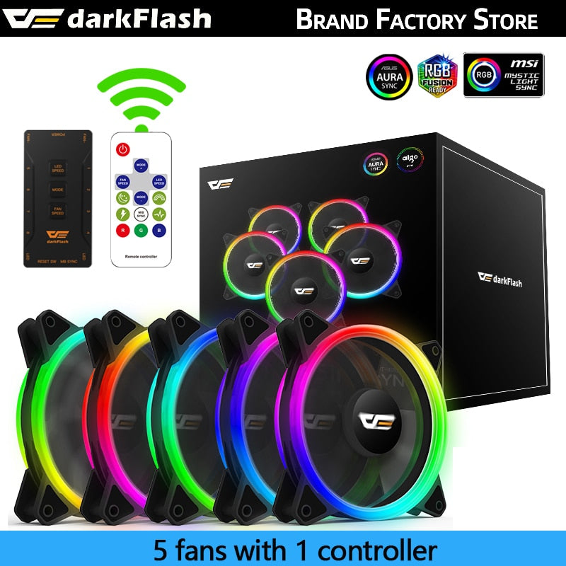 Darkflash DR12PRO 120mm Cooling Fan RGB pc gamer Adjust Speed Double halo Cooler argb Adjustable computer Case Fan ventilador