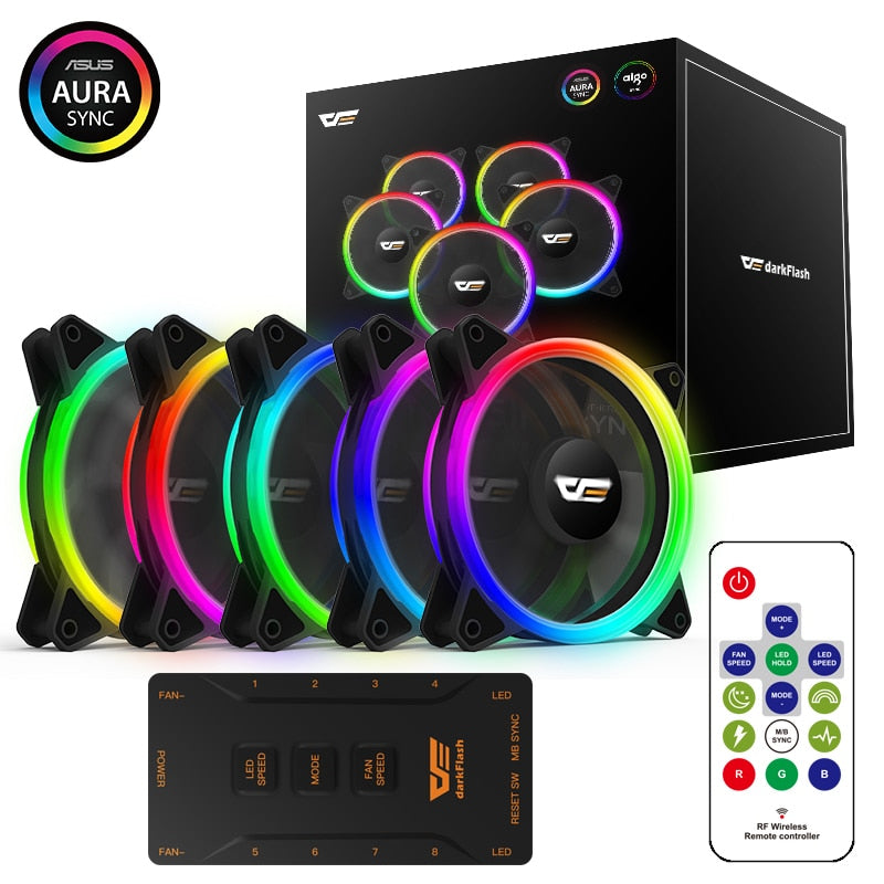 Darkflash DR12PRO 120mm Cooling Fan RGB pc gamer Adjust Speed Double halo Cooler argb Adjustable computer Case Fan ventilador