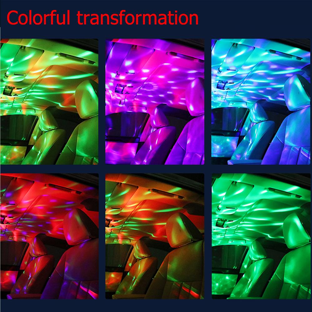 Car USB Ambient Light DJ RGB Mini Colorful Music Sound Led Apple USB Interface Holiday Party Atmosphere Interior Dome Trunk Lamp