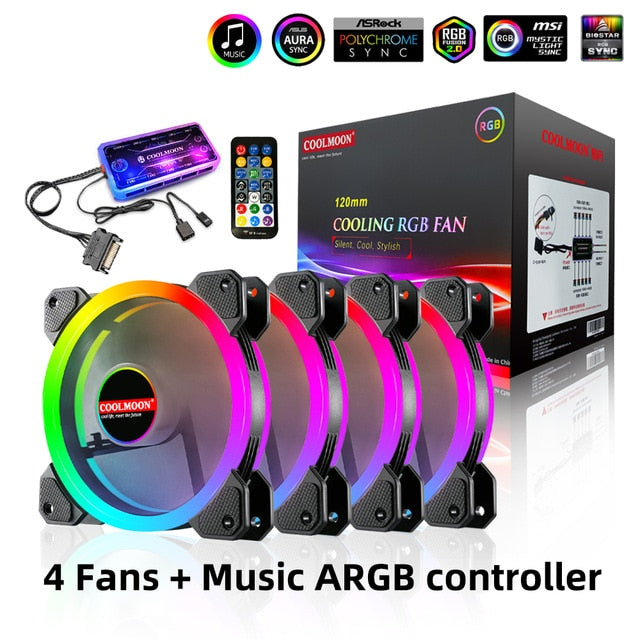 120mm PC Computer Case Fan Cooling Cooler 6PIN Adjustable RGB Led 12cm Mute Ventilador 5V DC ARGB Fans Adjust Speed Aura Sync