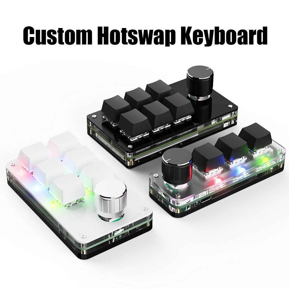 Programming Macro Custom Knob Keyboard RGB 3 Key Copy Paste Mini Button Photoshop Gaming Keypad Mechanical Hotswap Macropad