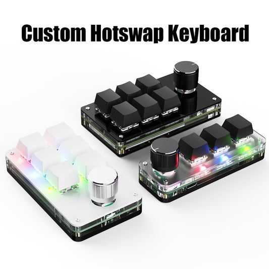 Programming Macro Custom Knob Keyboard RGB 3 Key Copy Paste Mini Button Photoshop Gaming Keypad Mechanical Hotswap Macropad