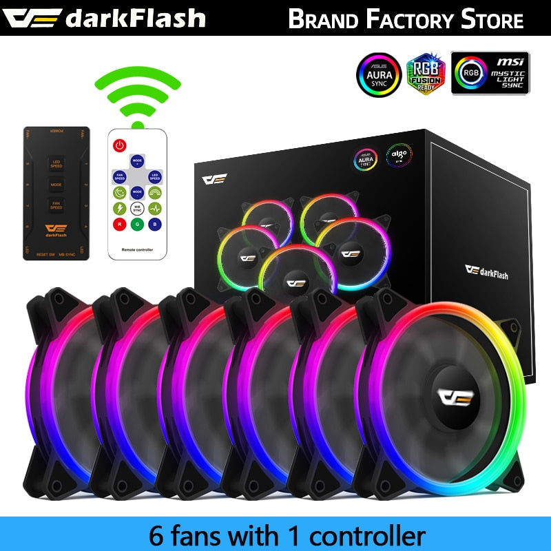 Darkflash DR12PRO 120mm Cooling Fan RGB pc gamer Adjust Speed Double halo Cooler argb Adjustable computer Case Fan ventilador