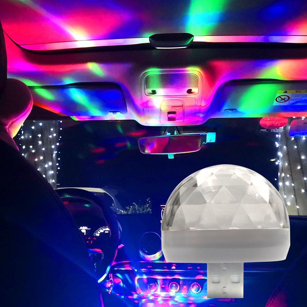 Car USB Ambient Light DJ RGB Mini Colorful Music Sound Led Apple USB Interface Holiday Party Atmosphere Interior Dome Trunk Lamp