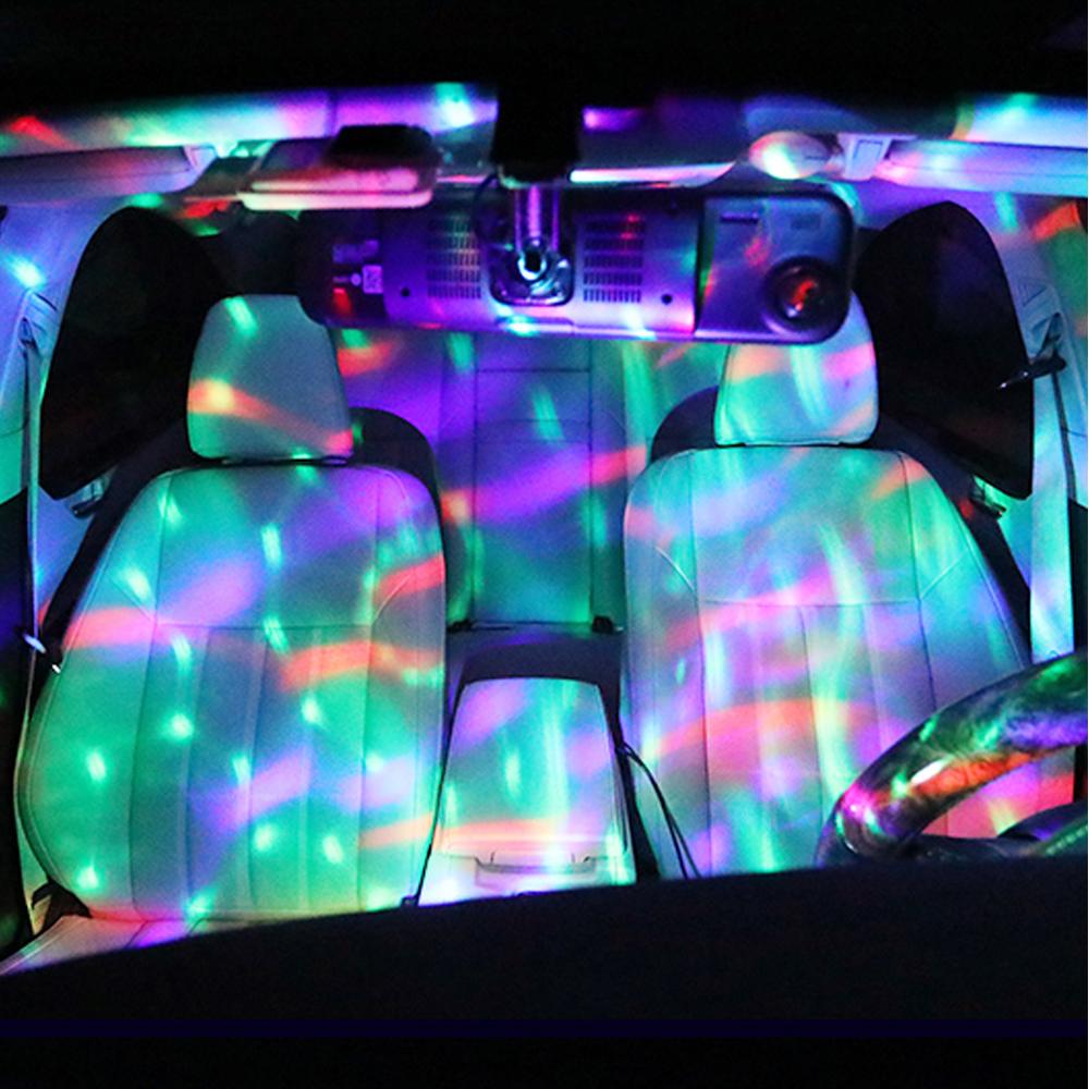 Car USB Ambient Light DJ RGB Mini Colorful Music Sound Led Apple USB Interface Holiday Party Atmosphere Interior Dome Trunk Lamp