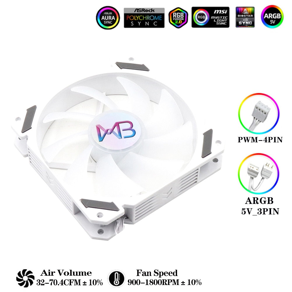 Wovibo 120mm RGB ARGB Fan Cooler PWM 4PIN 5V 3PIN Ventilateur PC Computer Cooling Case Radiator White Black 12cm Ventilador