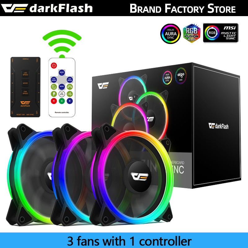 Darkflash DR12PRO 120mm Cooling Fan RGB pc gamer Adjust Speed Double halo Cooler argb Adjustable computer Case Fan ventilador